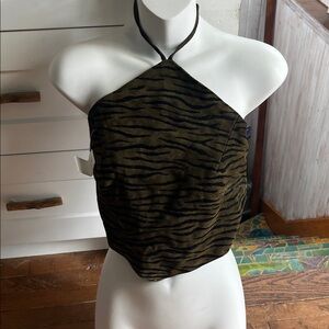 Chic Zebra Print Halter Crop Top
